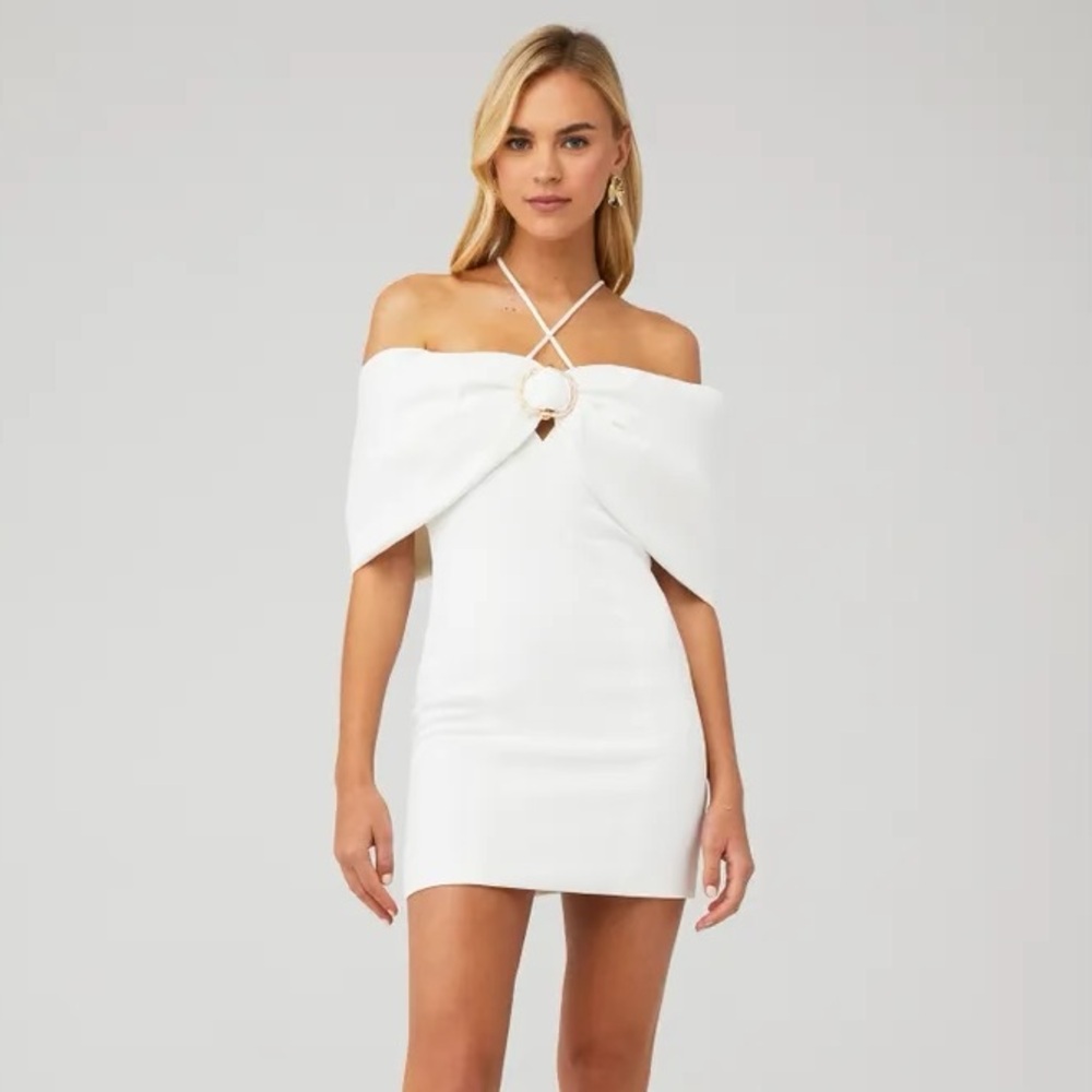 Elliatt Arctic White Off-Shoulder Mini Dress